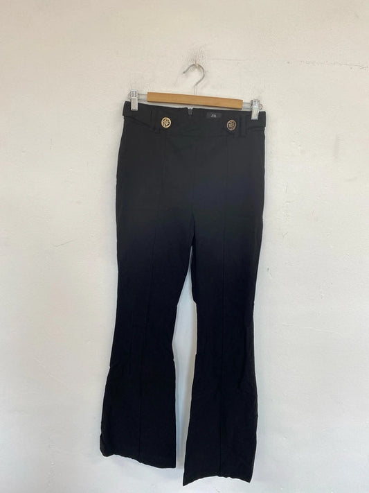 River Island Fabulous Black Flare Leg Trousers UK 10 PJ001