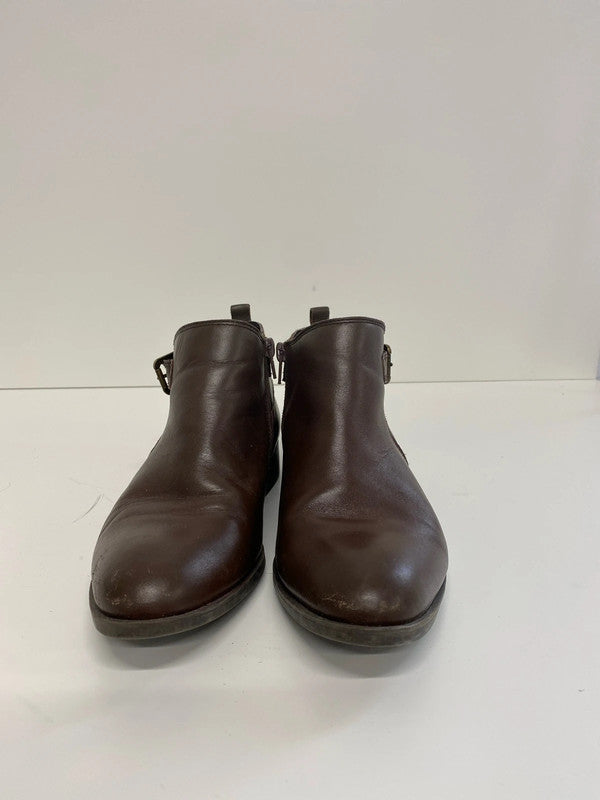M&S Chic Chocolate Brown Leather Ankle Boots UK 4.5 NC001