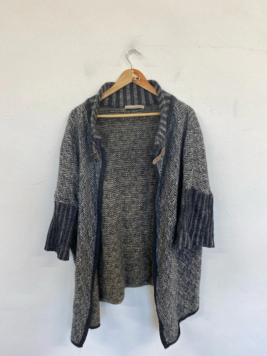 Chiaramente Stylish Grey Mix Buckle Detail Cardigan Size L MD002