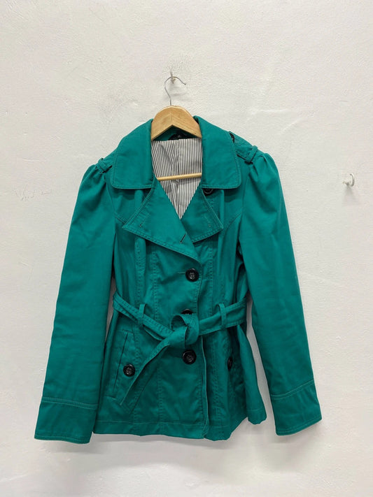 Fabulous M&S emerald Green mini short cotton mac Uk10 JA002
