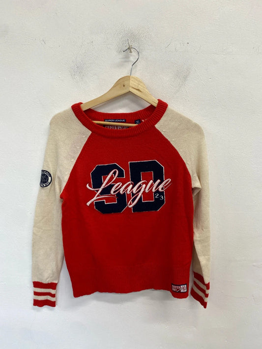 Fabulous superdry superleague nyc jumper cream red UK XS GK002