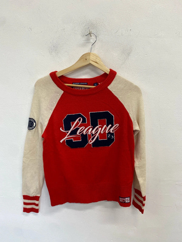 Fabulous superdry superleague nyc jumper cream red UK XS GK002