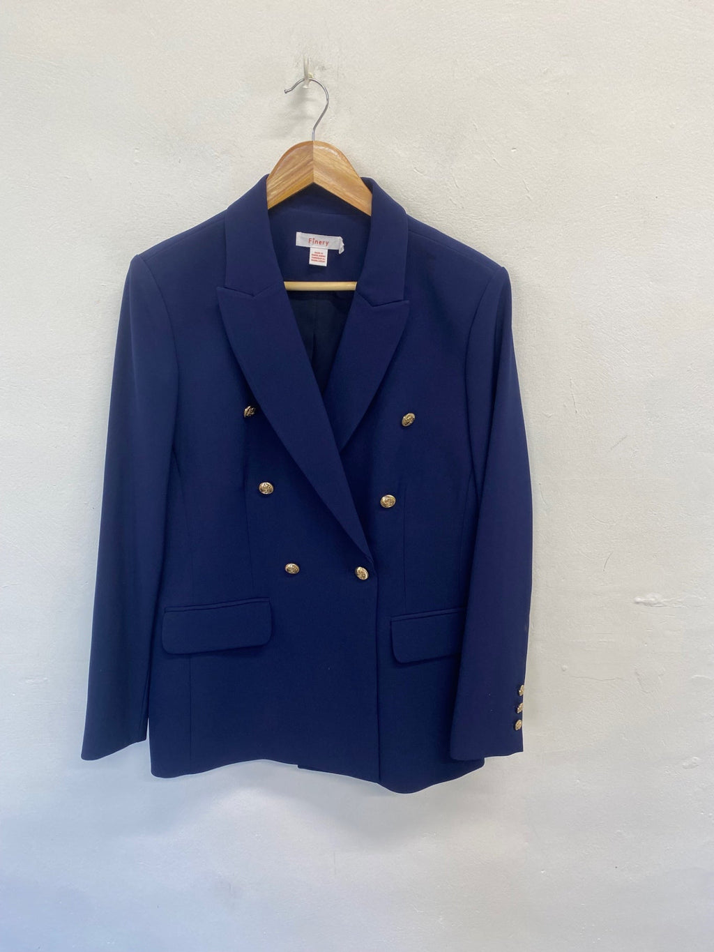 Stunning Finery Blazer UK 12 Navy gold formal KC528