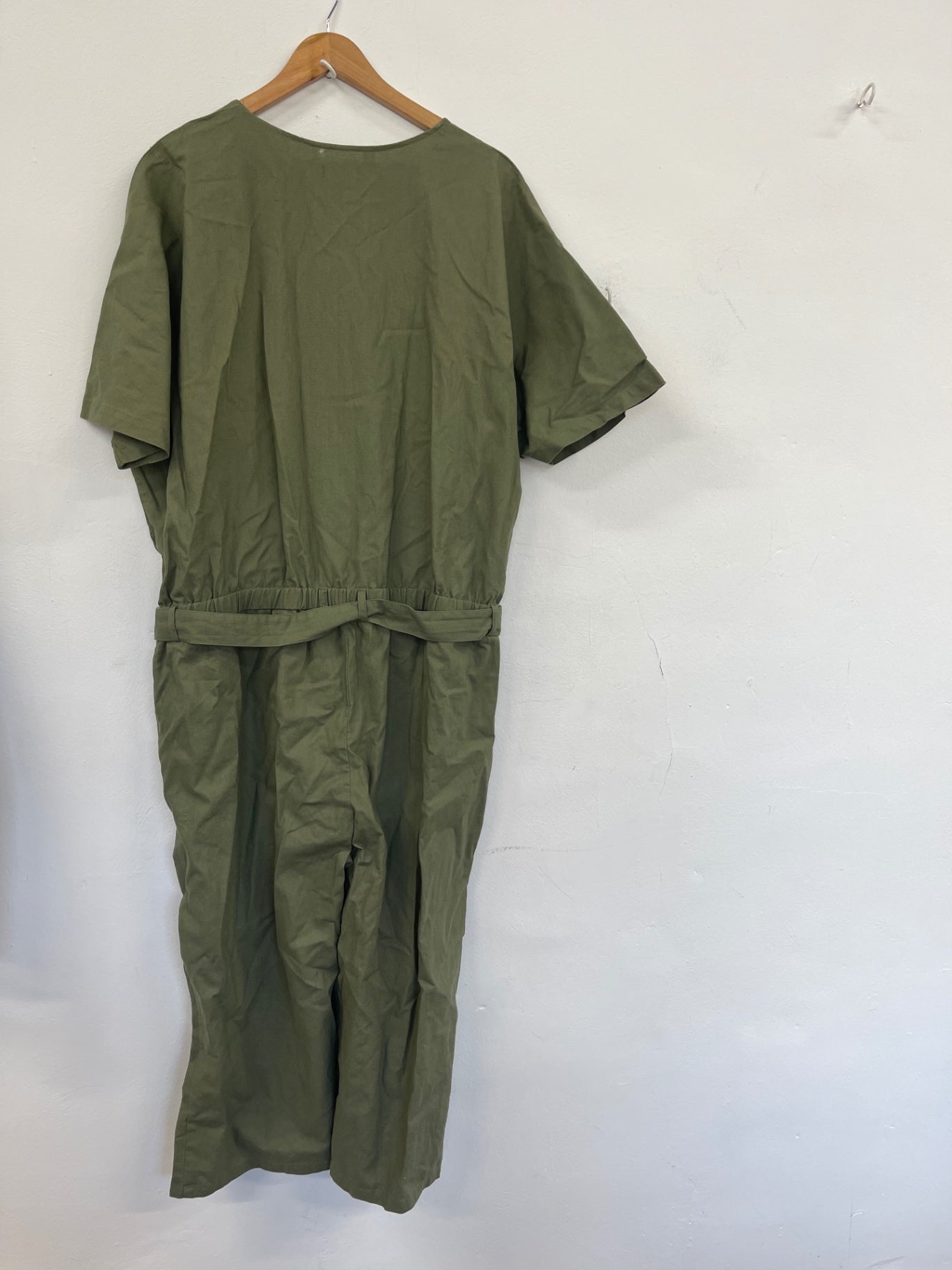 Stunning bpc Linen Cotton Jumpsuit UK24 Olive green LL554