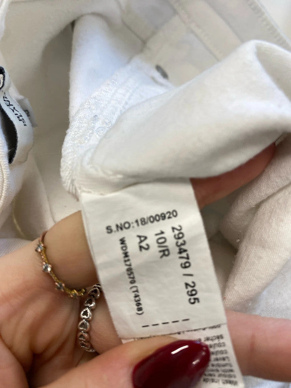 Lovely river island white ripped raw hem skinny jeans UK 10 CJ001