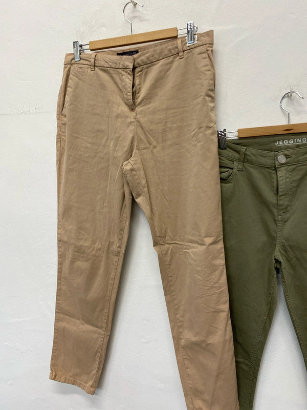 Fab Duo of M&S neutral chinos wardrobe classics Uk12 #2 KW002