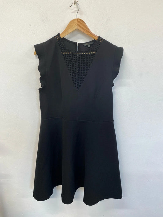 Next Chic Black Woven Detail Mini Dress UK 20 RM002