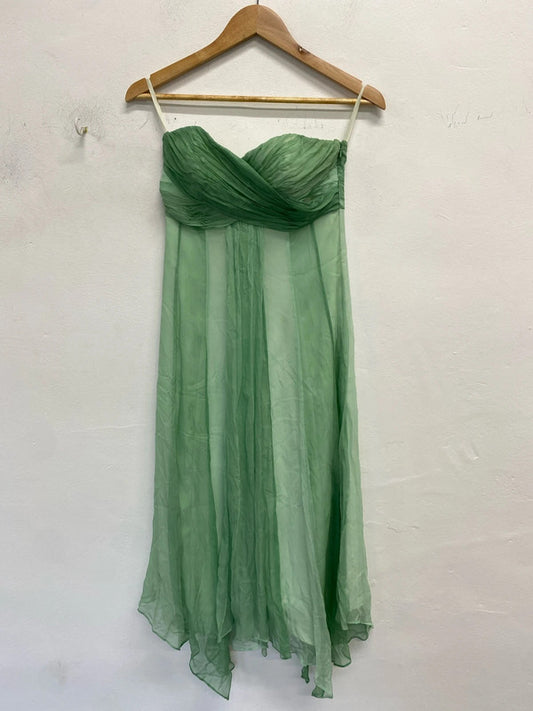 Stunning monsoon etherial mint Ballgown strapless silk UK CF002