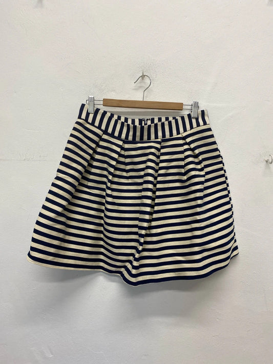 Asos Fabulous Navy & Cream Stripe Mini Skirt UK 14 KN003