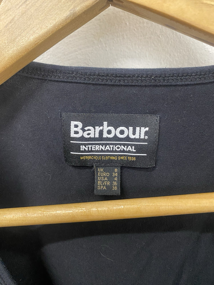 BARBOUR INTERNATIONAL QUALIFY Dress - UK8 Cinch Waist Black Vest T-shirt FE001