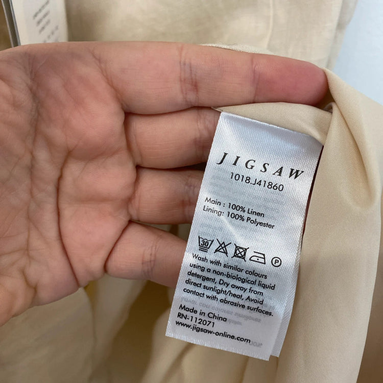Jigsaw Vanilla Linen Belted Midi Skirt NWT UK 14 KN003