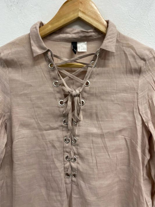 Lovely H&M tie up blouse rose UK 10 NS003