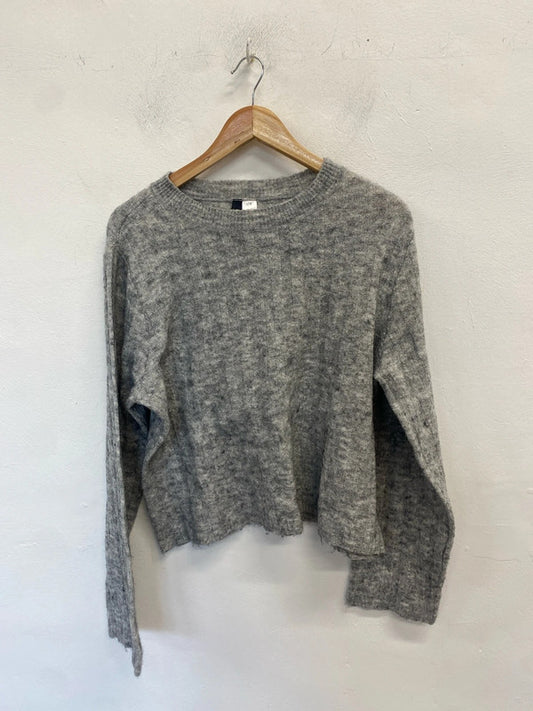 Lovely H&m grey marl ribbed knit jumper UK L KM003