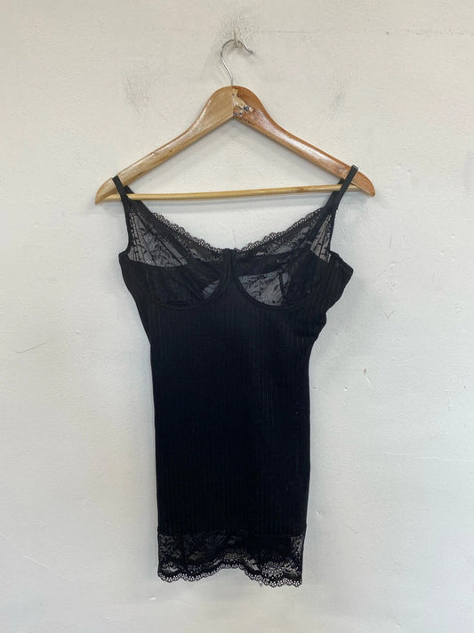 Missguided Gorgeous Black Lace Slip Lingerie UK 12 PJ001