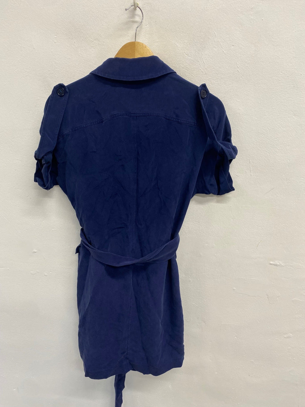Fabulous Jaeger Shirt Dress Uk 10 Navy button belted SA514