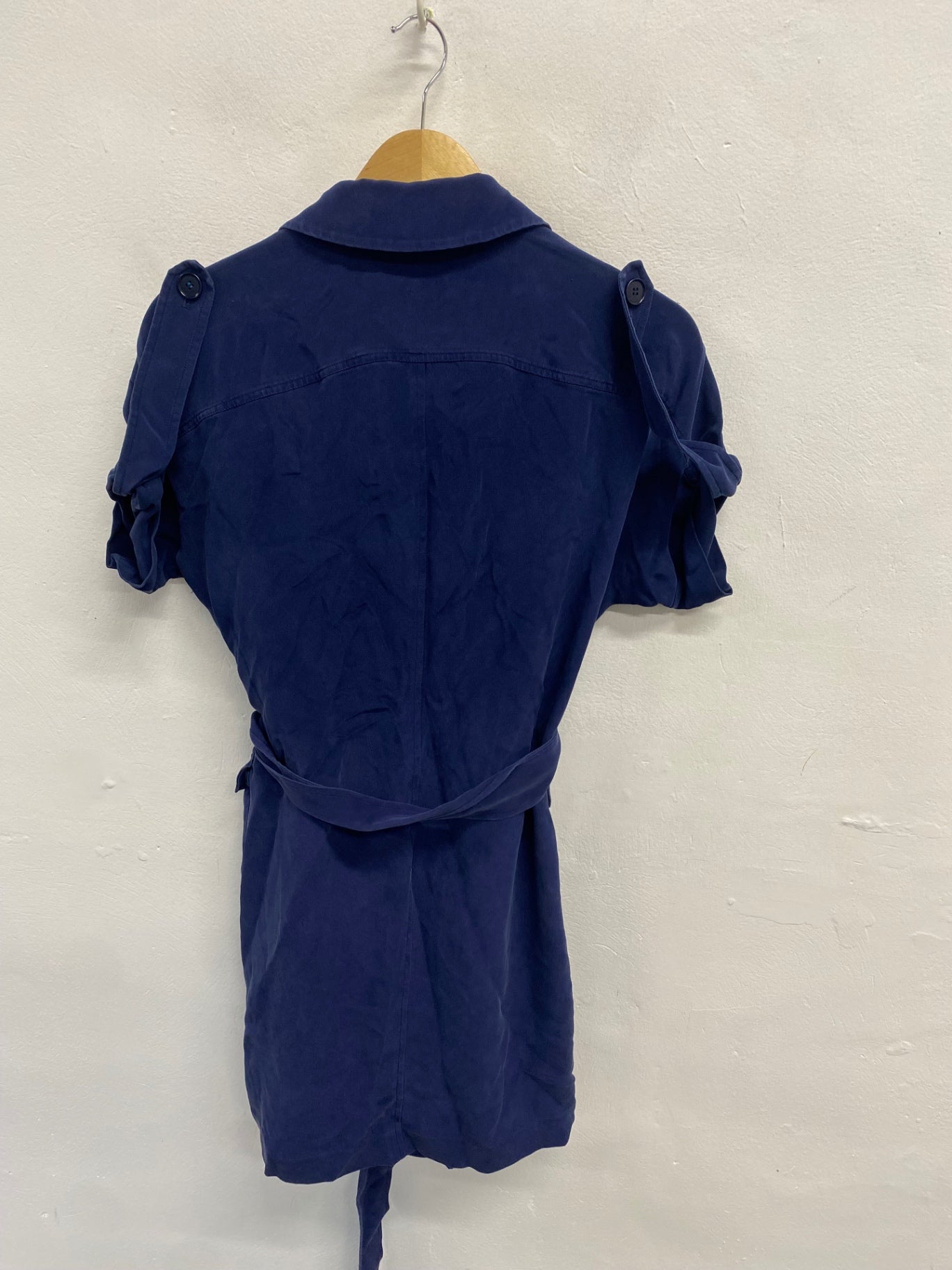 Fabulous Jaeger Shirt Dress Uk 10 Navy button belted SA514
