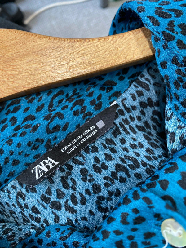 Fabulous dark Teal animal print blouse UkM LL003
