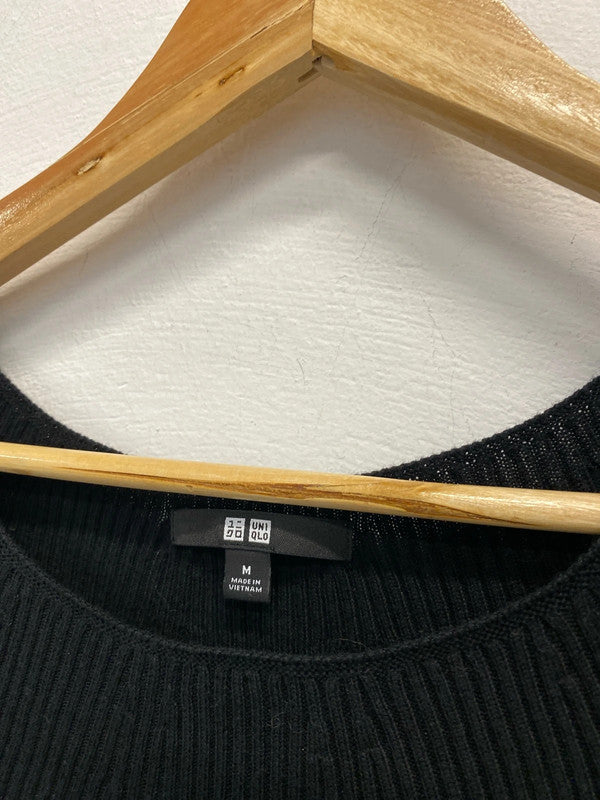 Fabulous Uniqlo stunning black fit & fare dress midi UkM JR001