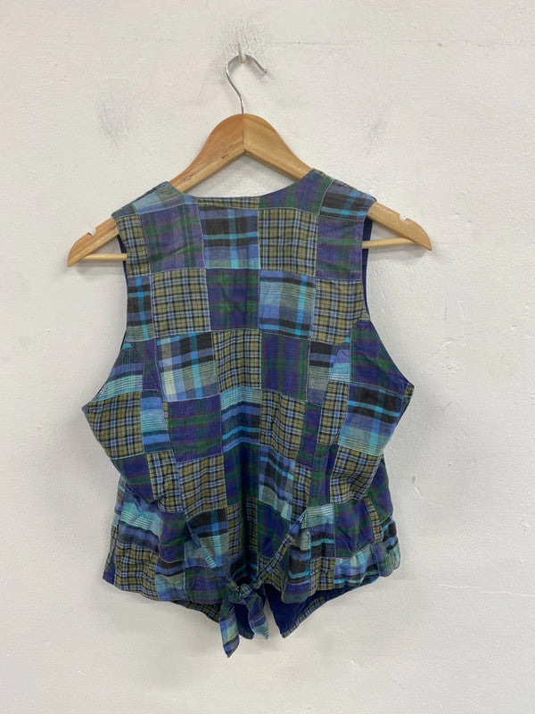 Monsoon Country Chic Patchwork Check Waistcoat Vest UK 12 MM005