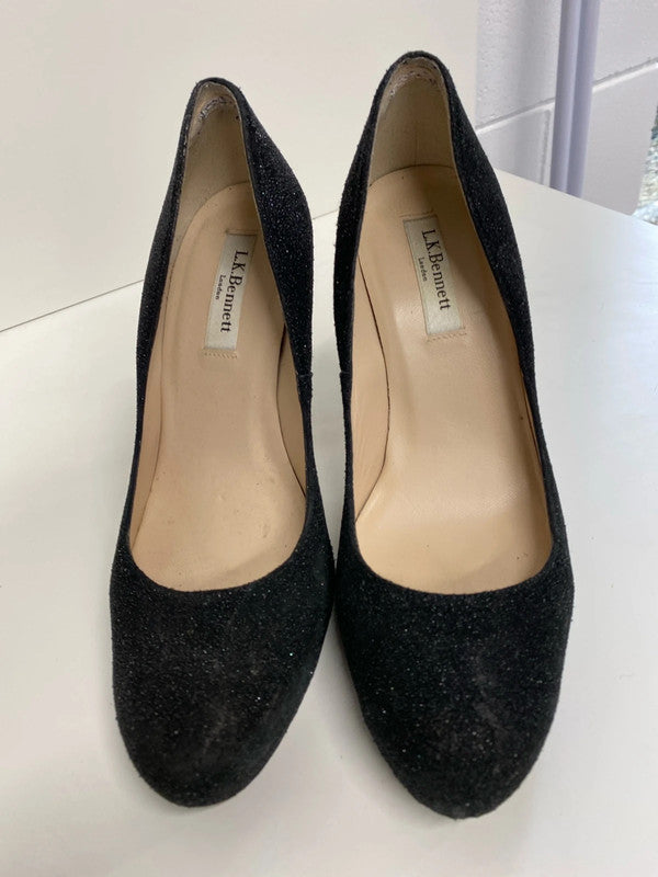 Fabulous LK Bennett London sparkly black leather glitter UK6 KM004