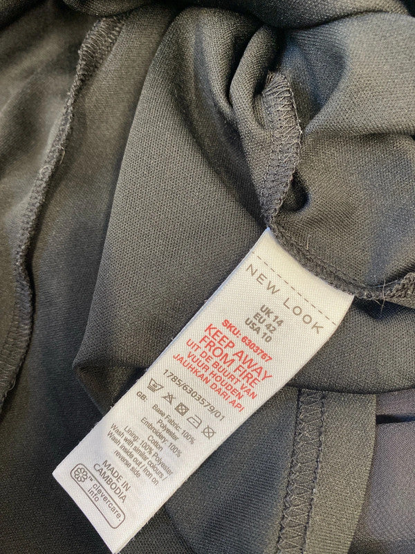 Lovely new look dark navy smock spotted textured frill dress UK 14 AE001