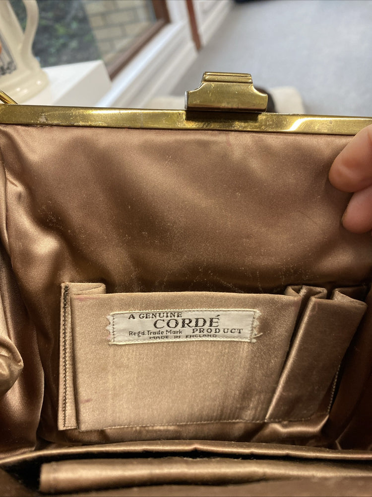 vintage Genuine corde handbag Rare Brown Evening Bag Gold Hardwear JW002