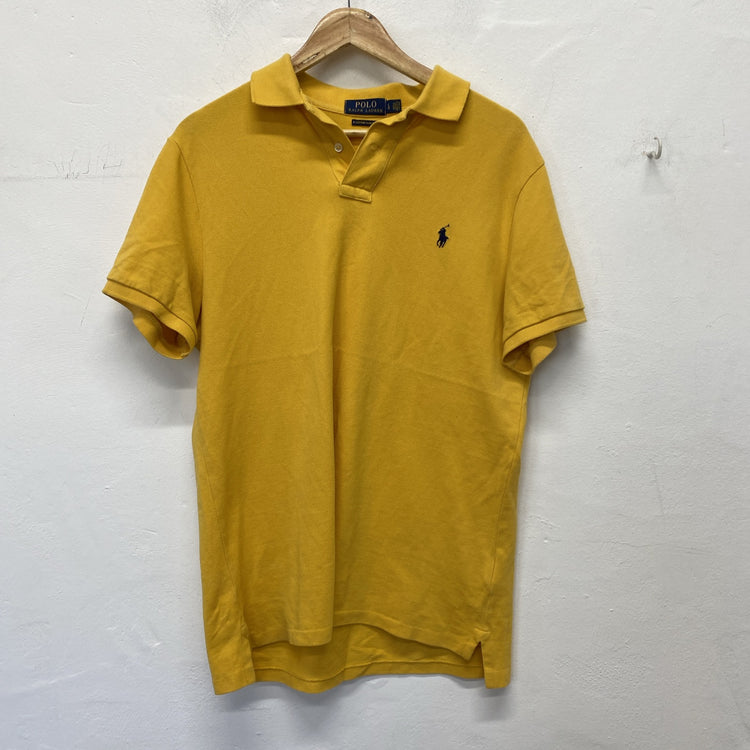 Ralph Lauren Polo Shirt Size Large Amber Yellow Cotton Custom Slim Fit JB001