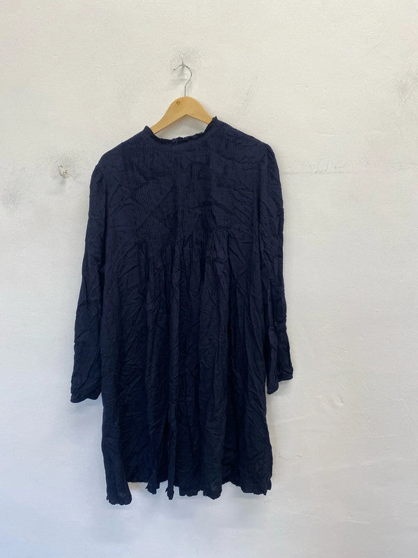 Lovely next navy blue embroidered smock dress UK 20 IM001