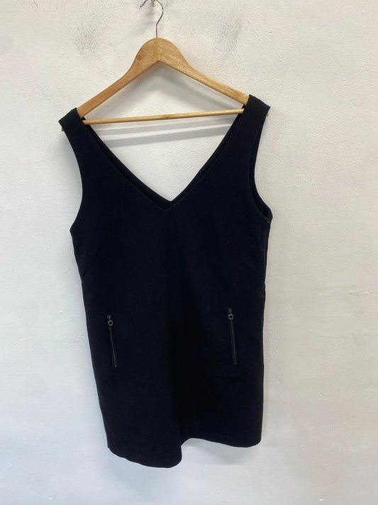 Gorgeous edc formal office wear zip pocket midi black dress UK 12 LB010