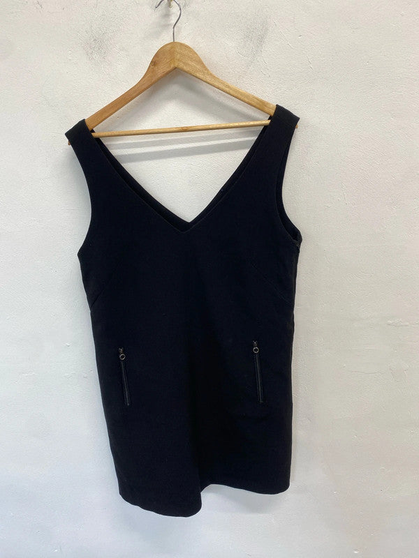 Gorgeous edc formal office wear zip pocket midi black dress UK 12 LB010