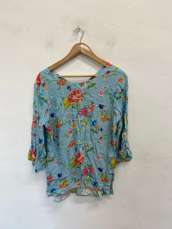 Fabulous sosandar baby blue floral tunic dress UK 14 LW005