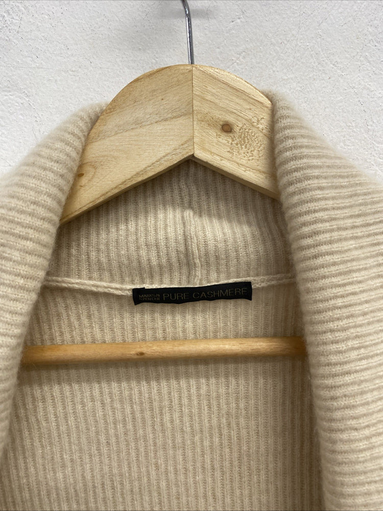 Lovely Autograph Cream Ribbed Cashmere Longline Cardigan UK 12 GK002