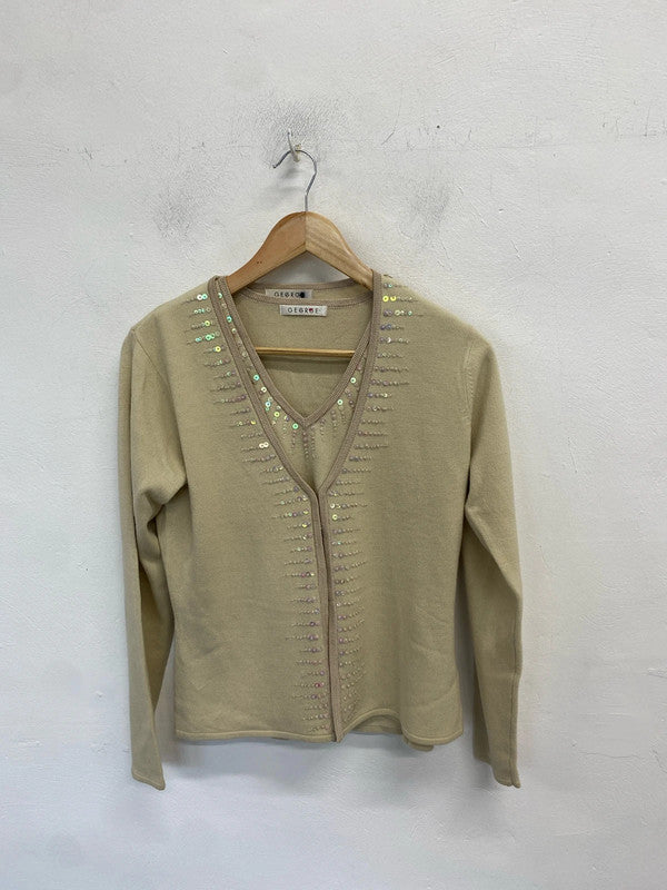 Lovely George beige sparkle hem cardigan with matching top  UK 10 MM005
