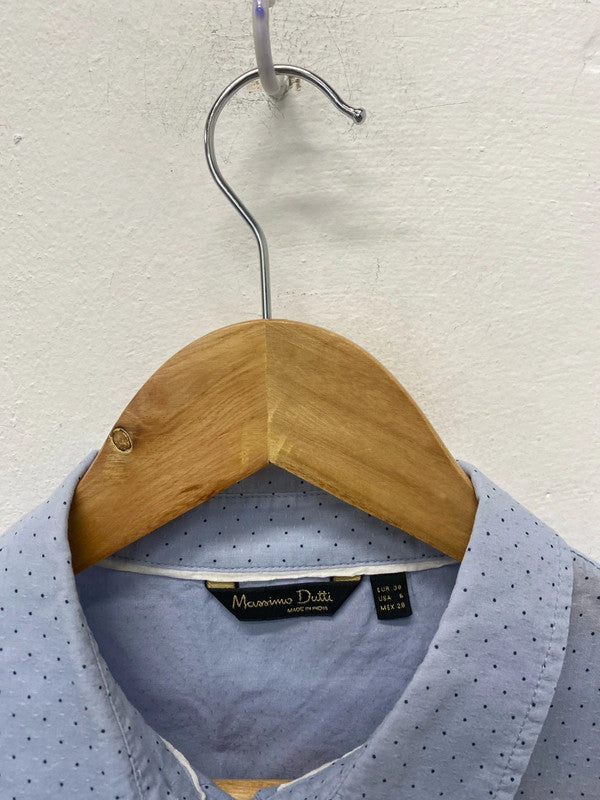 Fabulous Baby Blue Navy spotted shirt Ladies Uk10 MM005