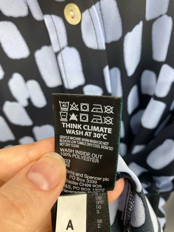 M&S Stylish Navy & Blue Artsy Spotted Shirt UK 18 FR001