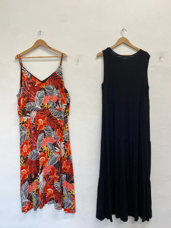 Stunning duo of summer dresses maxi floral and black Debenhams UK 18-22 #56 NC001