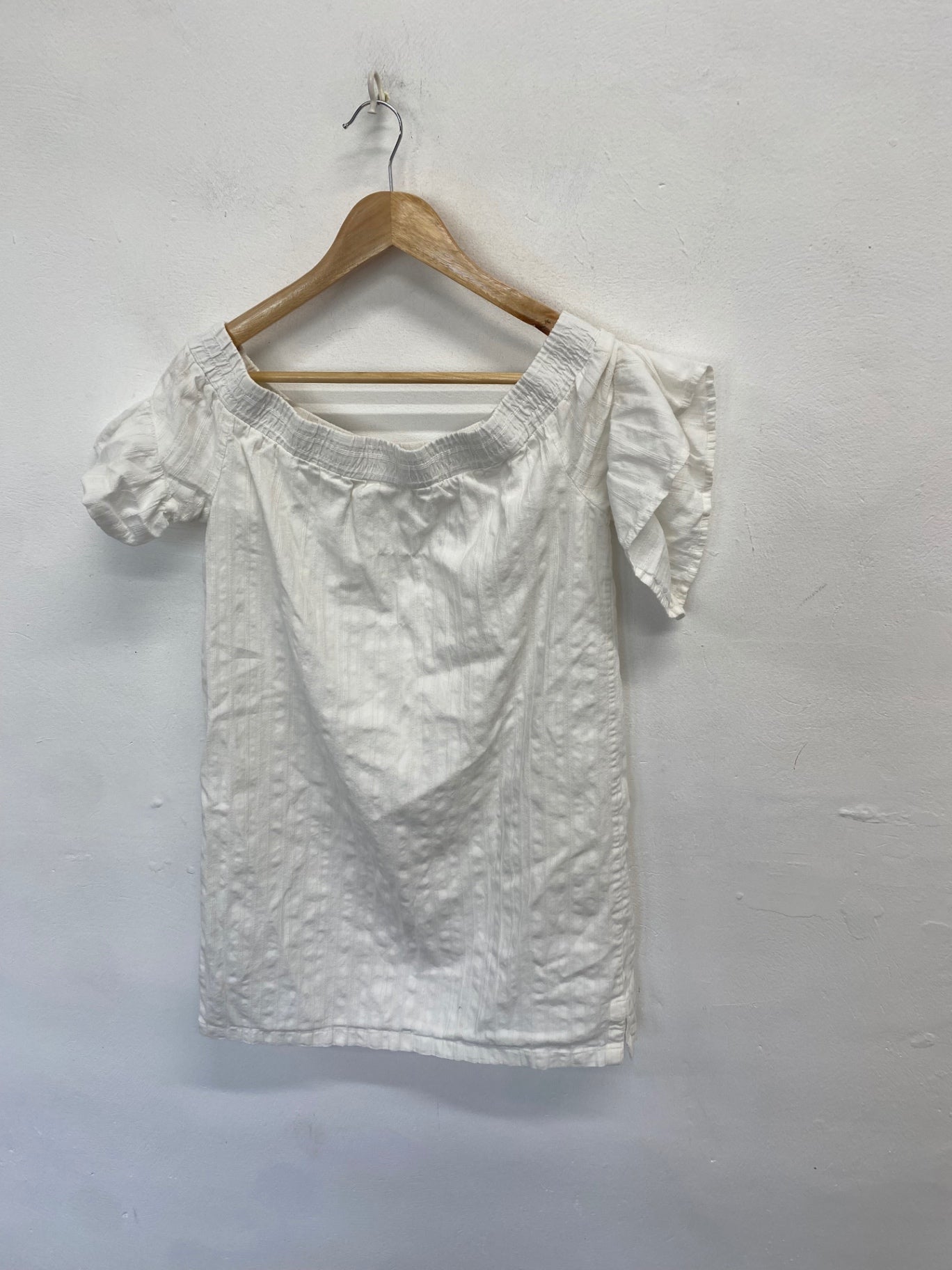 Stunning AllSaints adela Ali dress Mini dress Uk 10 White broderie off shoulder SD553