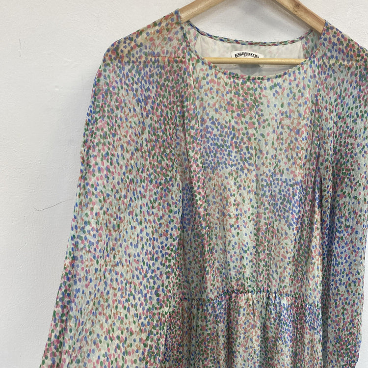 Essentiel Antwerp Multicolour Dapple Chiffon Midi Dress UK 12 JP001