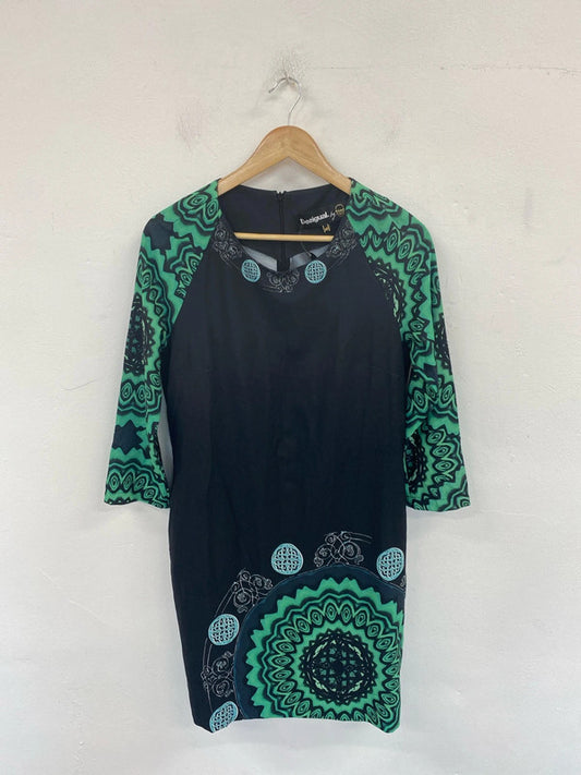 Desigual Artsy Black & Green Mini Dress UK 12 LW005