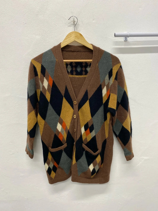 Fabulous vintage cardigan argyle pattern 70% Lambswool MM005