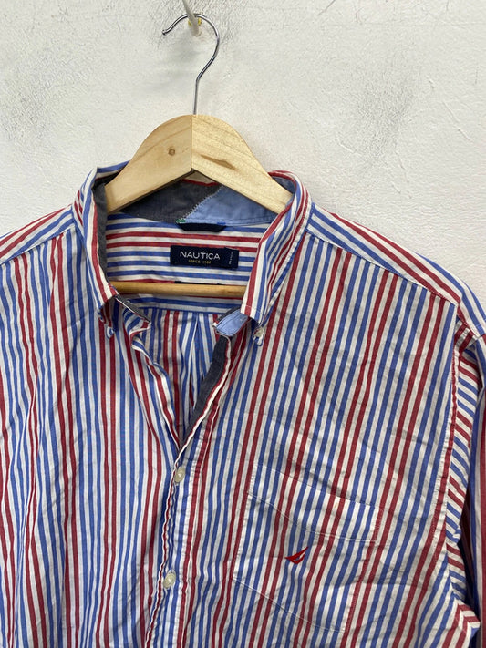 Fabulous men’s nautical striped shirt blue red UK