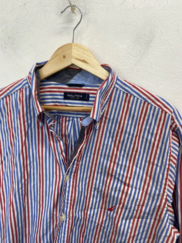 Fabulous men’s nautical striped shirt blue red UK