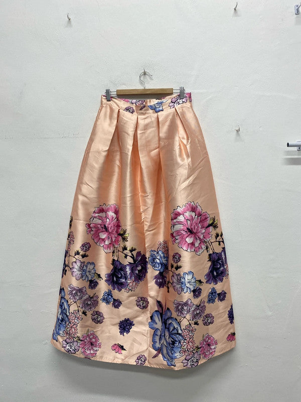 Fabulous Elenza Peach floral maxi skirt UkXL10/12 MA003