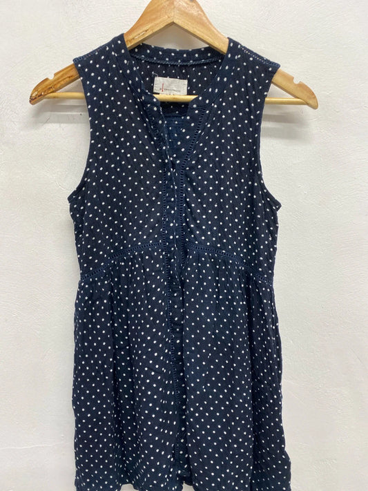 Lovely Anthropologie navy spotted tunic top UK xs YTH01
