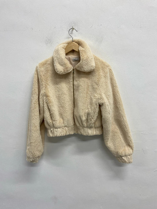 Fabulous Oh Polly fluffy cropped faux fur bomber jacket UkXS ZM001