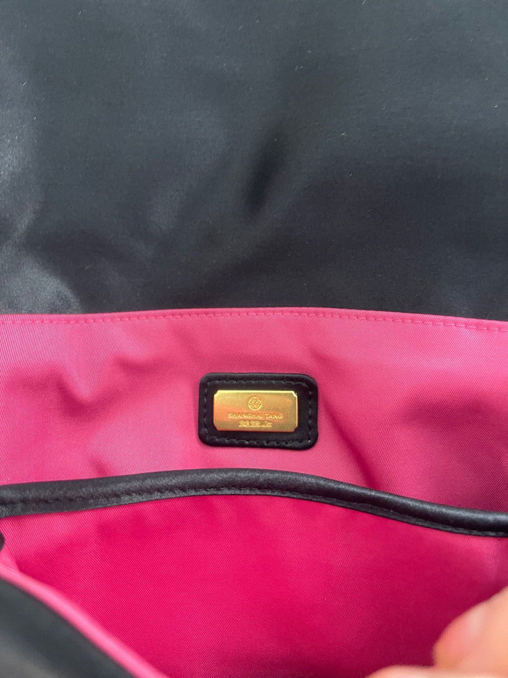 Stunning Shanghai Tang Handbag evening ornate Black & Gold Pure Silk FM547
