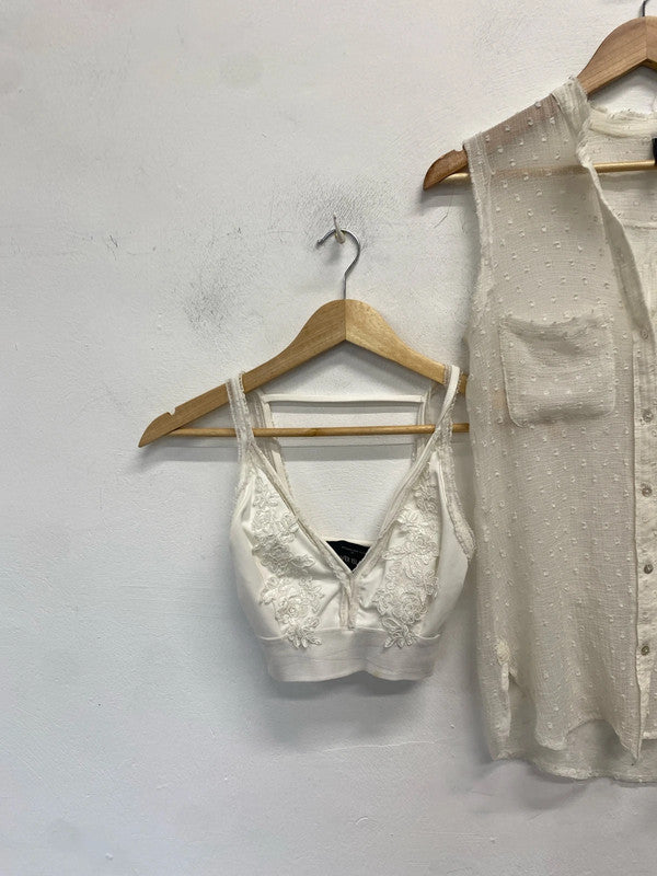 Stunning duo blouse bralette white mango river island UK 6 # 7 JA001