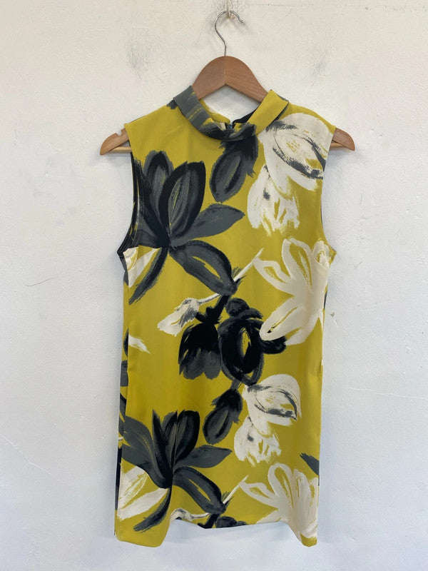 Next Stylish Yellow Artsy Floral Mini Dress UK 10 SW001
