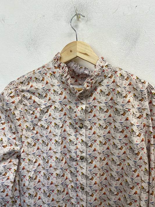 Lovely hartwell robin pattern neutral shirt UK 14 EW005