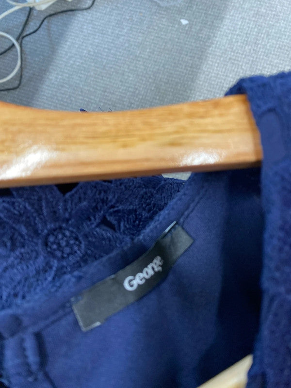 Fabulous George navy lace & textured dress with stretch Uk16 CR002